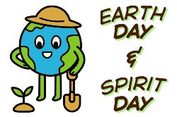 earth guy with hat planting a seedling